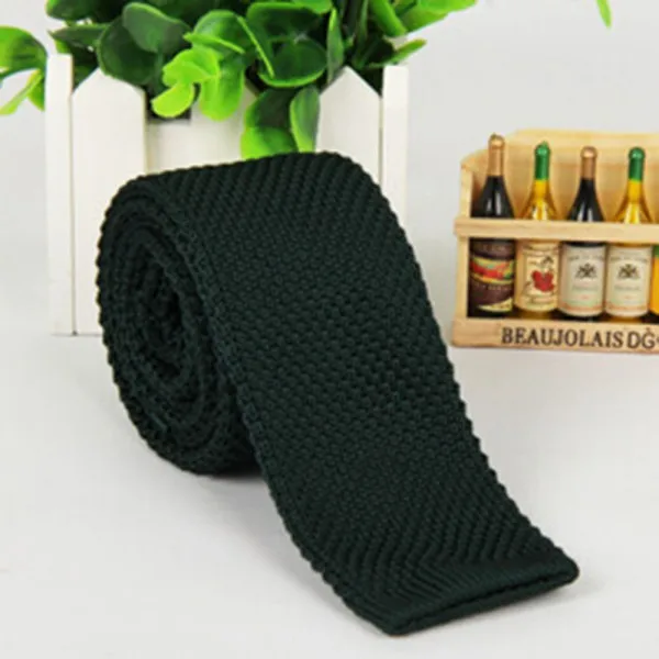 Модные Для мужчин галстук вязаный трикотажный галстук узкий галстук тонкий тощий сплетенный L3 - Цвет: blackish green