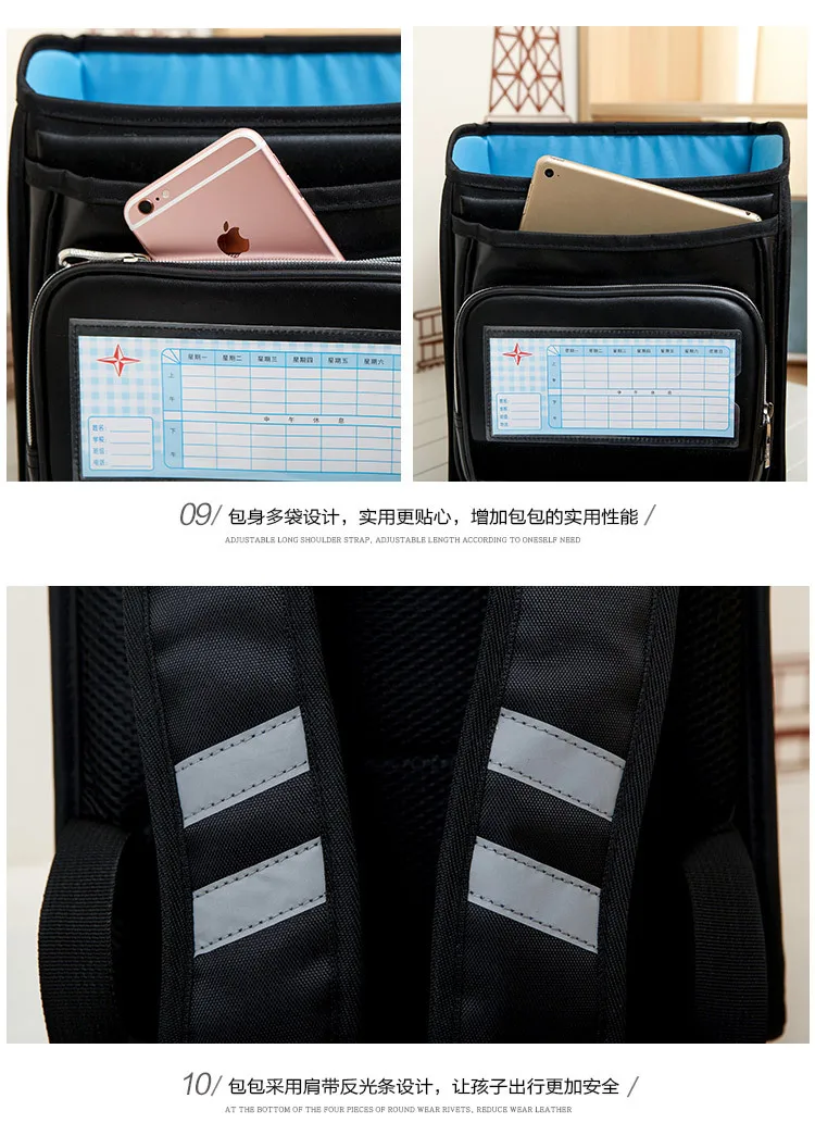 Coulomb Japanese Kids Primary School Backpack Waterproof PU Student Children Boys Load Shedding orthopedic Backpacks Daypack (17)
