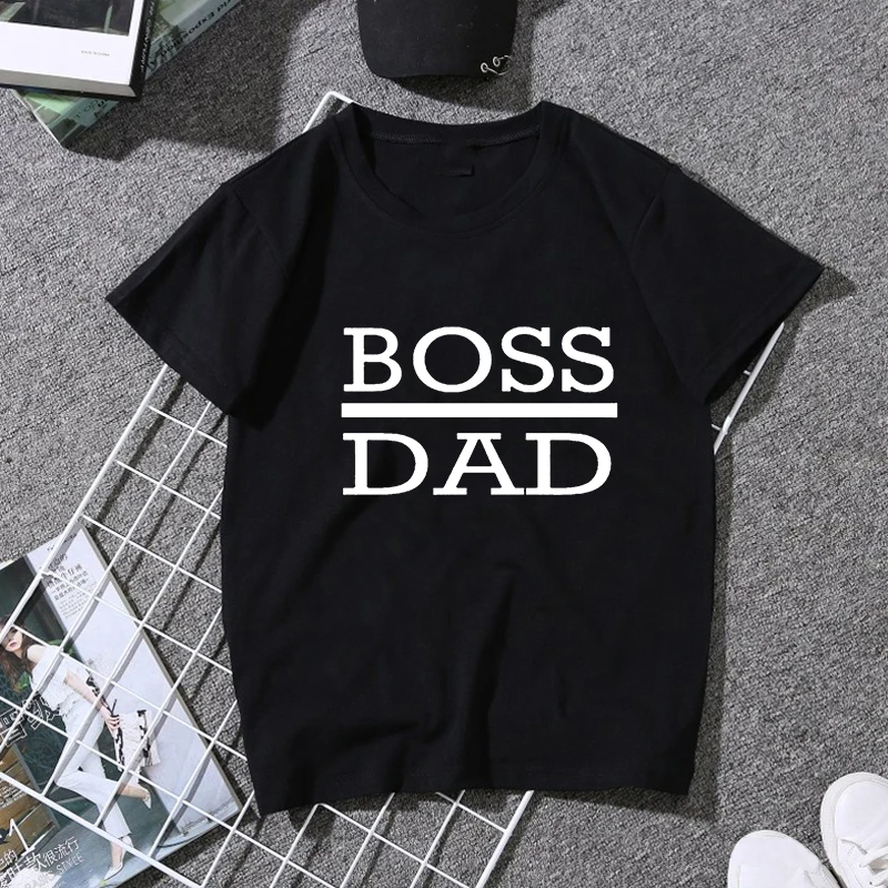 Эффектная футболка с надписью «Boss Dad and Boss Mom», женская одежда, модные Забавные футболки с надписью «Мама, жена, феминистка»