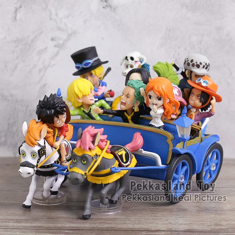 Anime One Piece 20th Anniversary Luffy Zoro Sanji Nami Ace Sabo Law Boa Hancock Carriage Ver. PVC Figures Toys Set