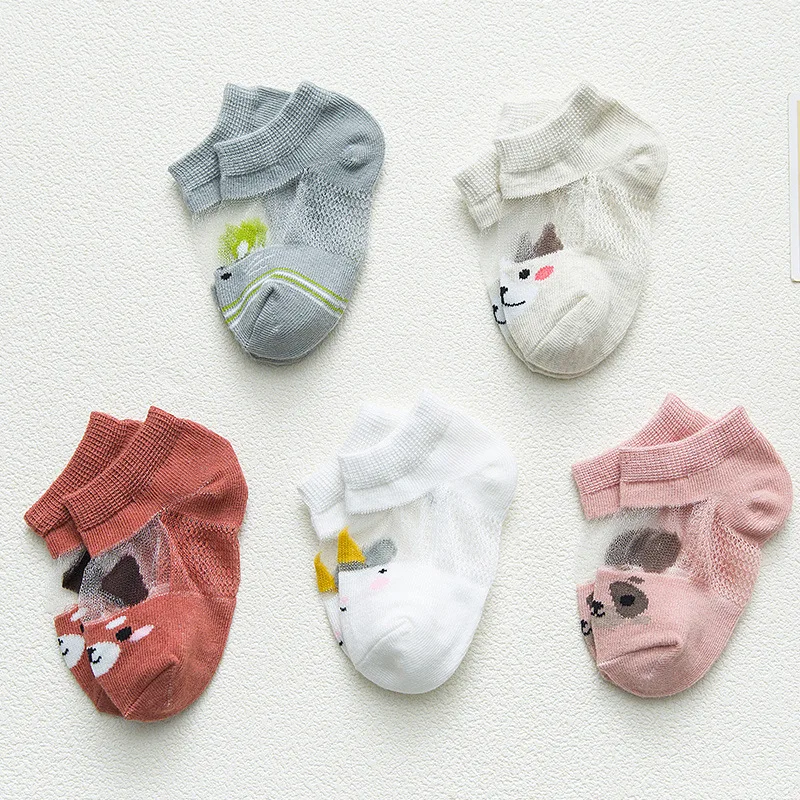 5 пар/лот; носки для малышей; летние носки для малышей 0-5 лет; тонкие носки; детские носки - Цвет: B