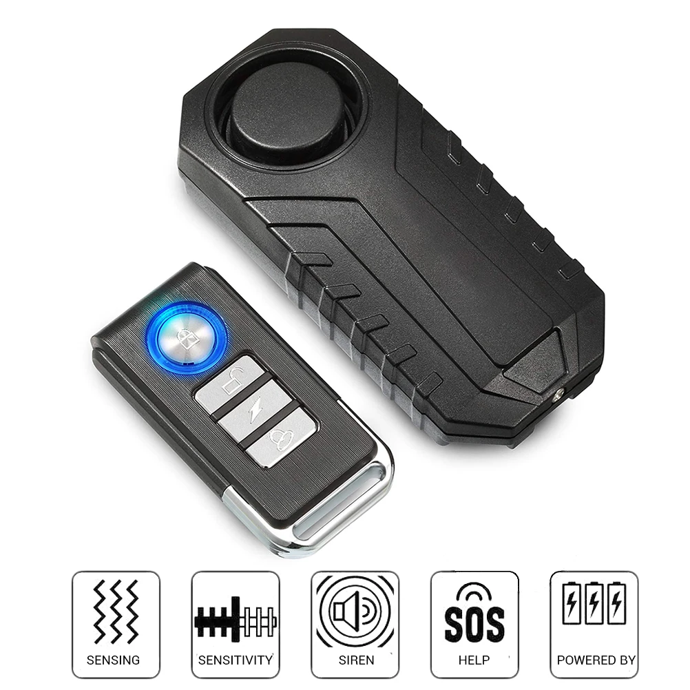 

Anti-Theft Bike Lock Cycling Security Lock Wireless Remote Control Vibration Alarm 113dB Bicycle Anti-Theft Alarm