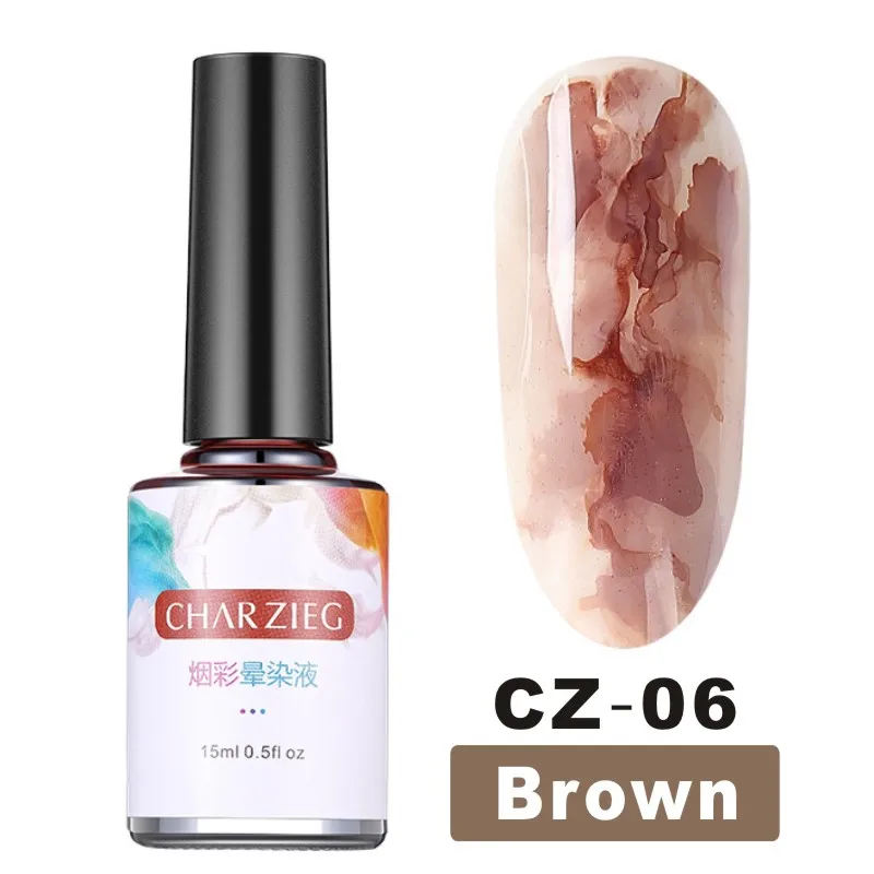 1PC15ml акварельные чернила лак для ногтей набор гель с рисунком цветения дымовой эффект мраморные пятна пузырьки DIY лак для маникюра ногтей салон - Цвет: CZ06