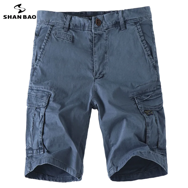 Мужские Брендовые повседневные шорты высокого качества хлопок Лето Новая мода мульти-карман молодых мужчин тонкие шорты синий черный зеленый