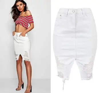 

Summer New High Waist Short Denim Skirts Womens Package Hip Denim Mini Skirts Female Irregular Ripped Tassels Jeans Skirts D134