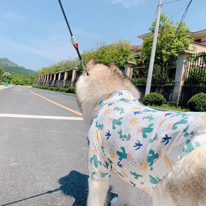 Fashion Dog Shirt Hawaiian Style Pet Matching Clothes For Medium Large Dogs Costume Labrador Golden Retriever Pets Dogs Clothing