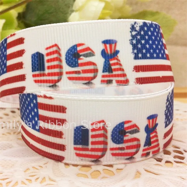 style 2 10 ярдов 7/8 ''22 MM Ширина июля 4th серии Флаг США напечатаны Grosgrain ленты празднование hairbow аксессуар подарочная упаковка - Цвет: style 2