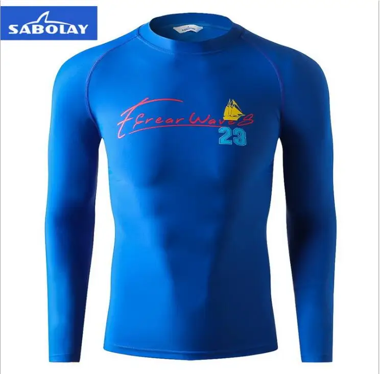 SABOLAY rashguard рубашки для серфинга для мужчин Топ Купальный костюм лайкра для серфинга с длинным рукавом для плавания эластановый купальник Быстросохнущий мужской спортивный костюм - Цвет: Черный