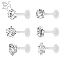 Серьги с прозрачными кристаллами и силиконовыми спинками, циркониевые серьги-гвоздики с фианитами, спиральная серьга, пирсинг, ручная работа, Маленький драгоценный камень, серьги-гвоздики, ювелирное изделие