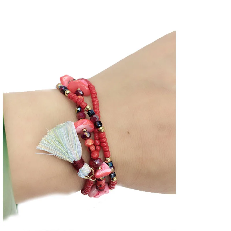 Хит 2019 очаровательный браслет ручной работы с кисточками плетеный из бисера