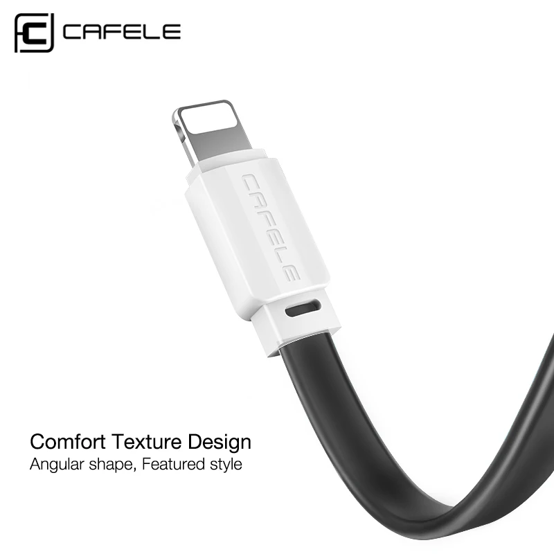 Плоский USB кабель Cafele для зарядки iPhone 5s 6 7 8 X Xr Xs Max 5 В 2 А и передачи данных