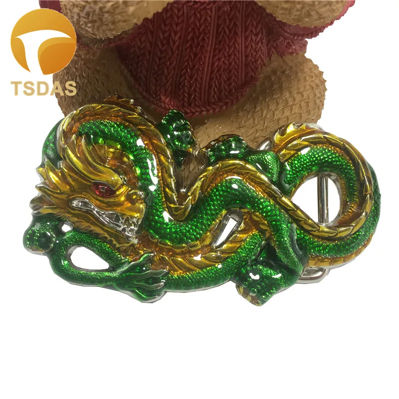 Luxury Dragon Belt Buckle With Green Color 102 58mm Metal Animal Belt Buckle For 4cm Wide