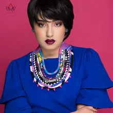 Яркое неоновое разноцветное бисерное ожерелье Анкара, Африканское многожильное ожерелье, Африканское плетеное ожерелье для женщин WYB167