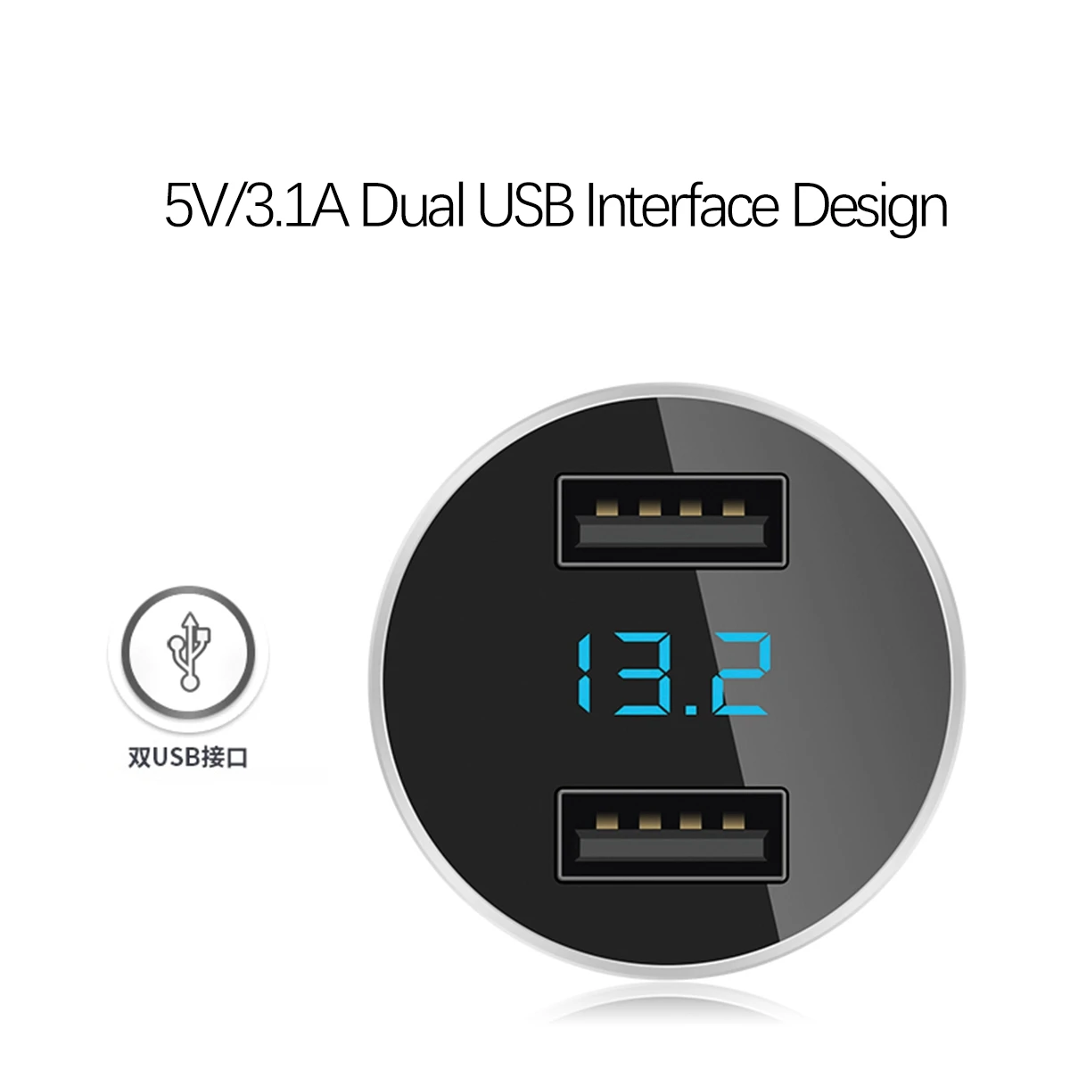 LED Voltage Display Dual USB Charging Ports Car Charger Cigarette Lighter Adapter Auto Car Battery Volt Detector Phone Charger