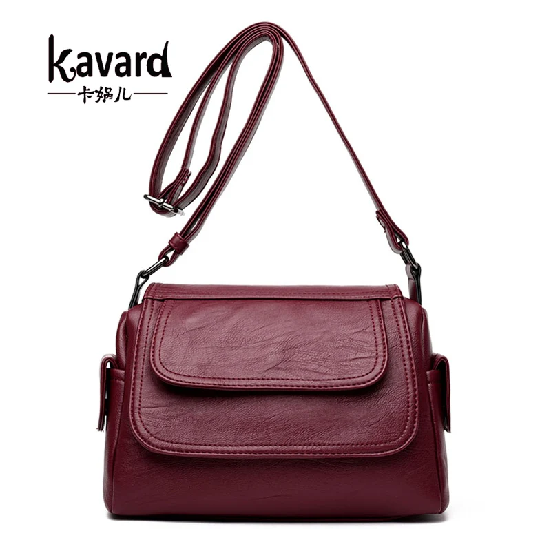 Kavard Women Messenger Bags High Quality Leather Handbags Small Saddle Purses Bags Handbags Women Famous Brands