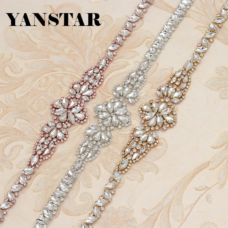 YANSTAR 10 шт.; ; детское нижнее белье Свадебные цвета розового золота Кристальные Стразы для аппликации пришить ремешок для свадебного платья DIY ремешок для свадебного платья YS869