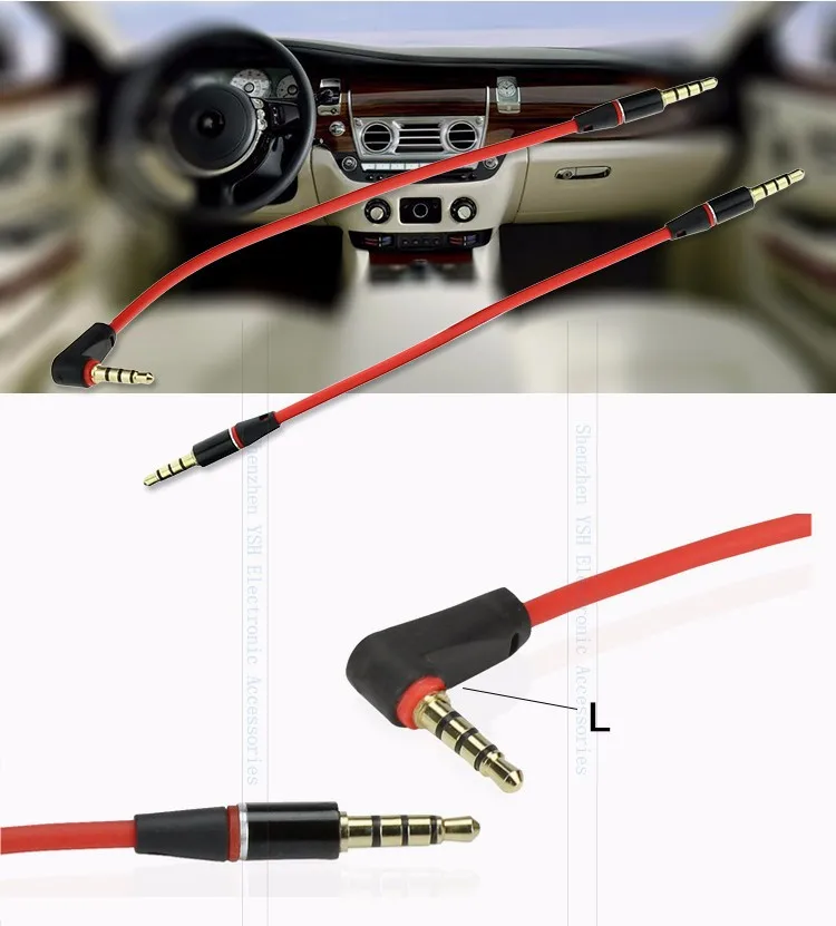 Универсальный угловой аудиокабель 90 градусов для ipod aux 4 полюса прямоугольный 3 5