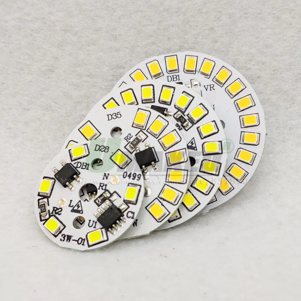 LED 모듈 SMD2835, LED PCB 알루미늄 램프 플레이트, 스마트 IC 드라이버 전구 패널, 웜/화이트 소스, AC220V, 3W, 5W, 7W, 9W, 12W, 15W