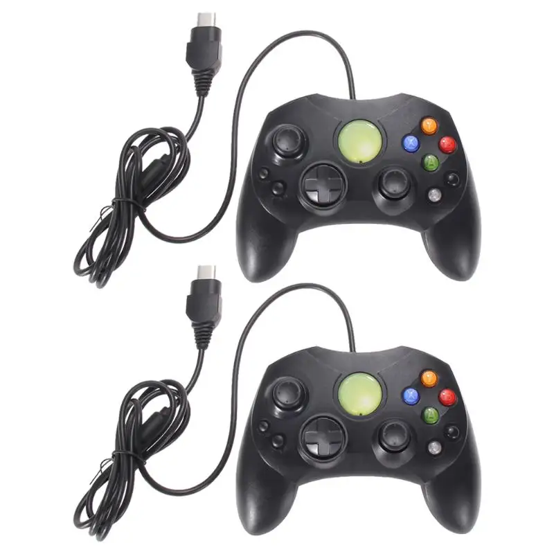 2pcs Black Game Controller Wired Controller Game Pad Gamepad Joystick for Microsoft XBOX S Type 2