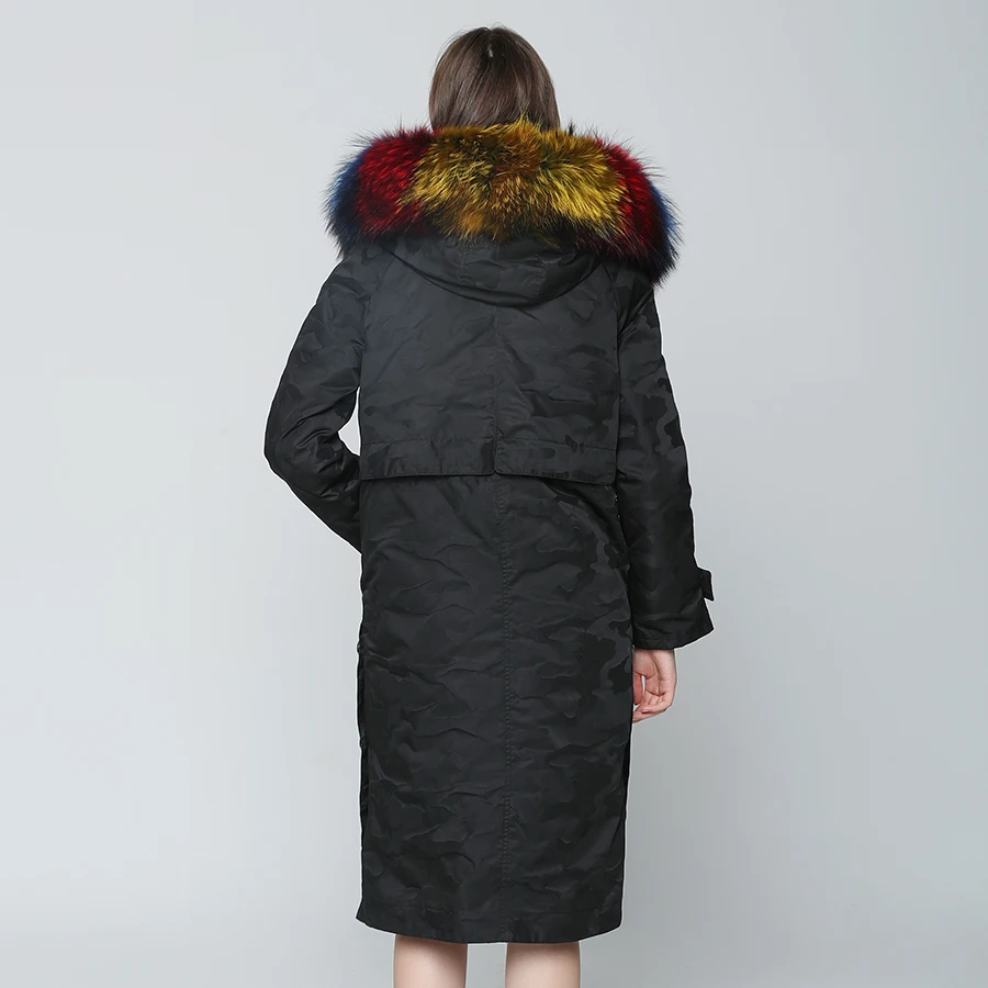 Женская парка камуфляжной расцветки OFTBUY длинная куртка с большим натуральным