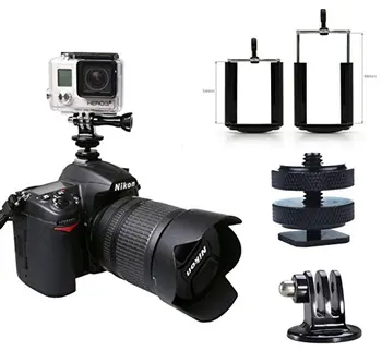 

Gopro & Phone to DSLR Camera Hot Shoe Mount Adapter Kit. Record Shoot or use Phone Apps for Lighting, Monitoring or Controlling