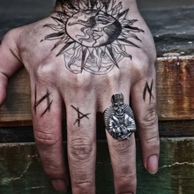 Satan Anti Cross Christ Father Rock Stainless Steel Ring Men Gothic Punk Biker Skull Rings Jewelry vnox punk biker chain stainless steel bracelet for men bangle engraved cross bible religion christ prayer male jewelry