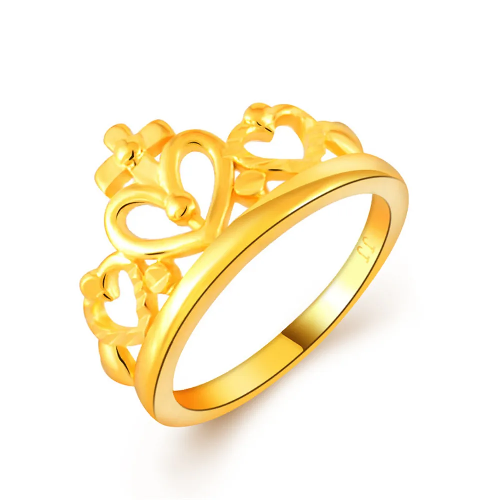 

2017 Rings For Women Gold Color Plated Love Heart Cross Queen Princess Crown Pretty Best Friends Wedding Jewelry Female Gifts