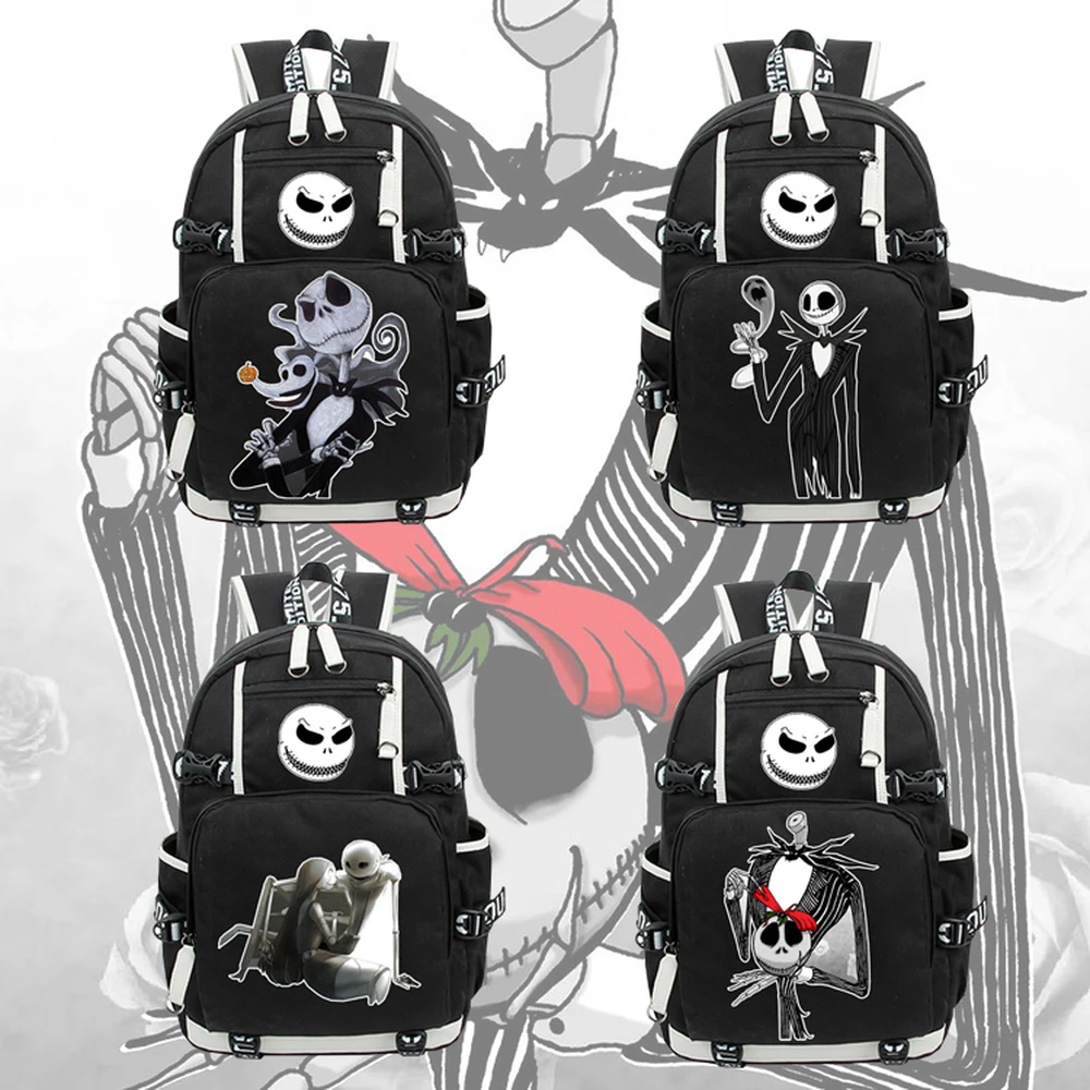 

The Nightmare Before Christmas canvas Backpack Jack Skellington zip school bag cosplay shoulder bag Rucksack laptop bag packsack