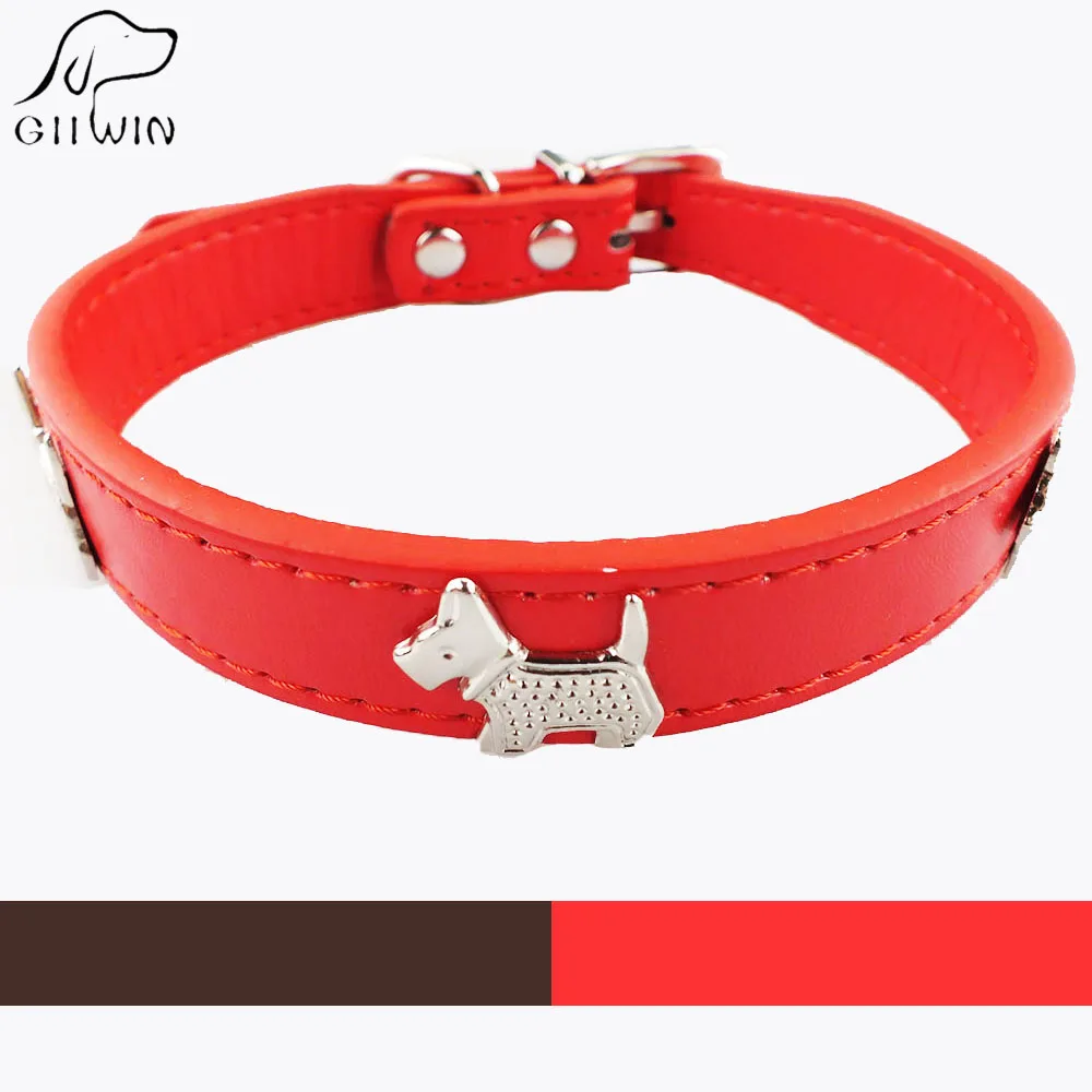 

Dog Collar with Puppy Tag for Small Dogs and Cats Pet Products Training and Running PU Leather Dog Collars Pets Asseccory JW0012