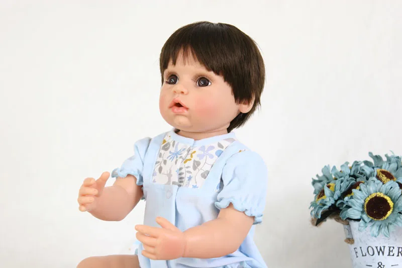 55 см полный Силиконовый Reborn Кукла-младенец, мальчик игрушка для девочек Boneca 22 дюймов винил новорожденные младенцы как настоящий подарок на