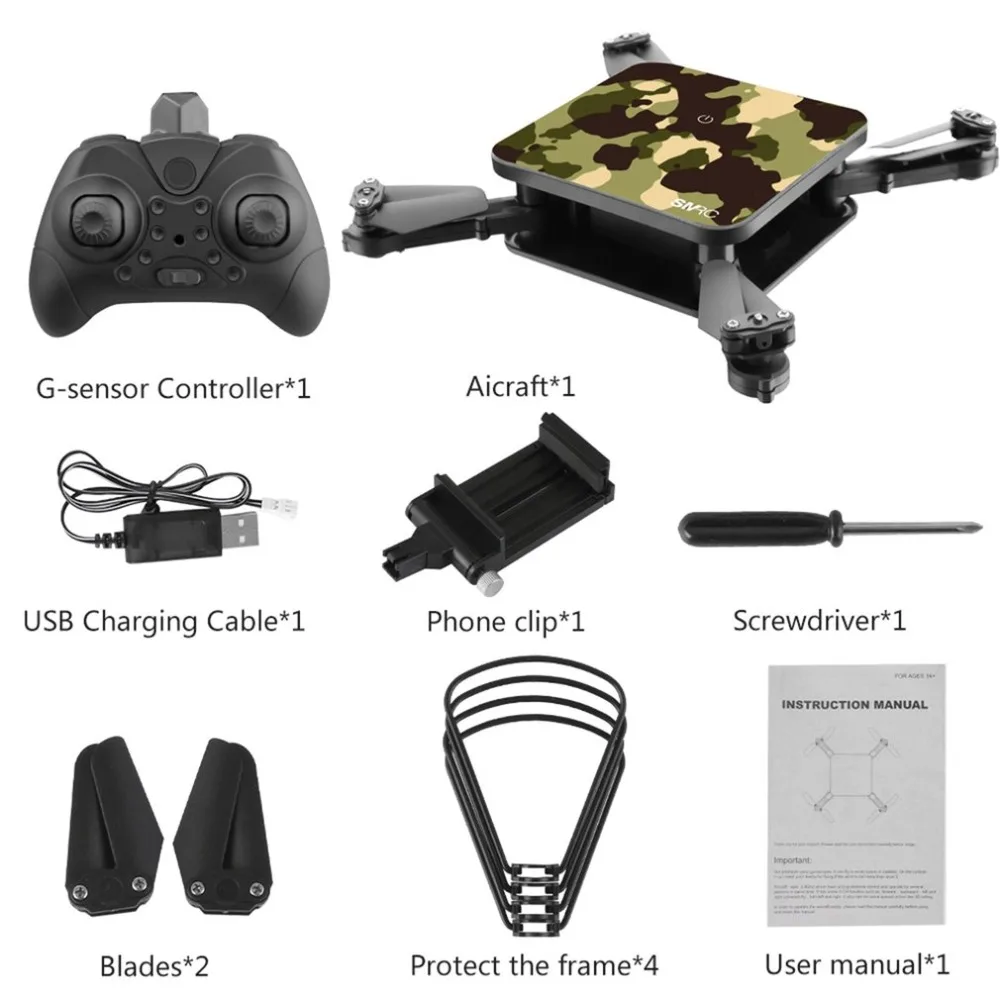 SMRC S1 складной Квадрокоптер Mini Wi-Fi дрона с дистанционным управлением с 0.3MP Камера удержания высоты «Безголовый» режим тяжести Сенсор