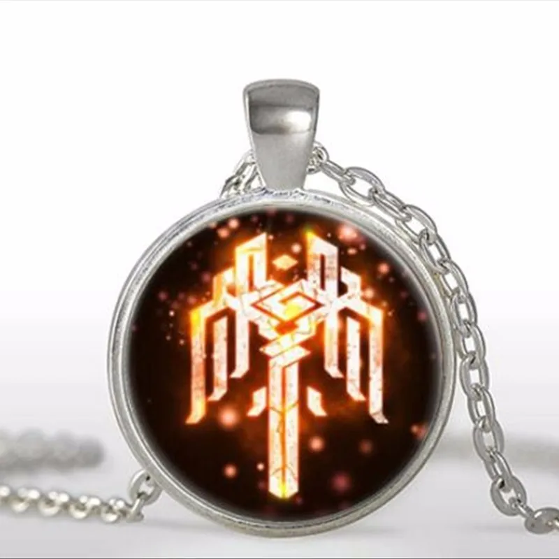 Мода, новинка, кулон Dragon Age, серое ожерелье, стеклянный кабошон, кулон, ожерелье, художественный подарок для мужчин и женщин, A-090-1, HZ1