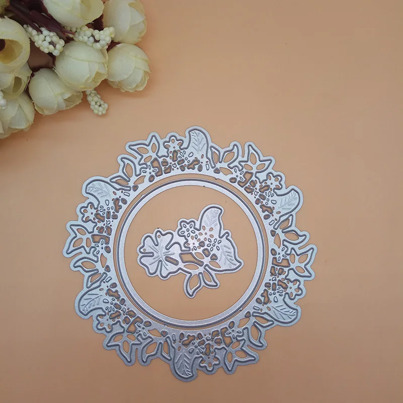 

Circle Rectangle Frame Folwer Floral Leaves Leaf Metal Cutting die for Scrapbooking Clear Stamp Card Craft Making