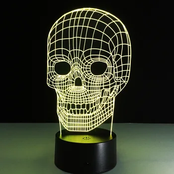 

3D Illusion Skull Lamp Colorful Acrylic Led Night Light Micro Usb Table Desk Lamp Wedding Decor Christmas New Year Gift