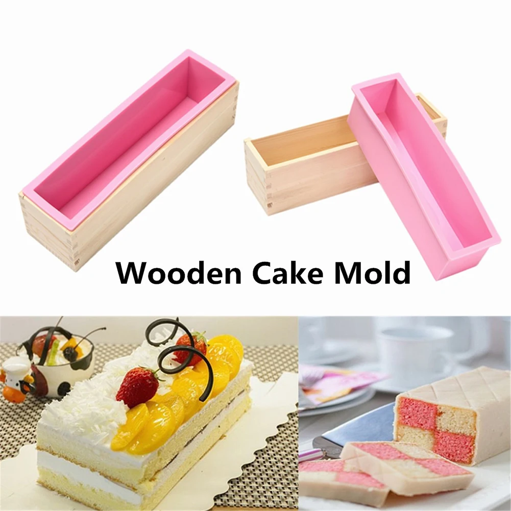Silicone Soap Mold Rectangular Wooden Box with Flexible Liner for DIY