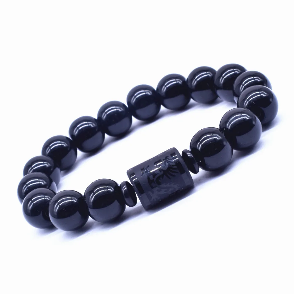 

Dragon and Phoenix Buddha Bracelet Natural Stone Obsidian Beads Bracelets for Women Men Couple Fashion Jewelry