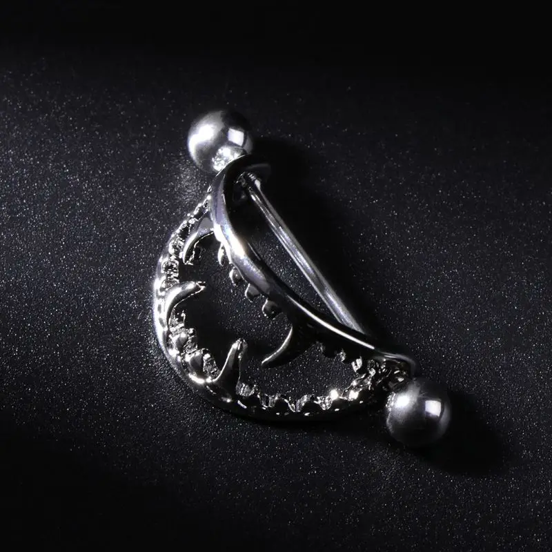 

2pcs Nipple Piercing Women Lady Halloween Mouth Sharp Teeth Bars Shield Jewelry