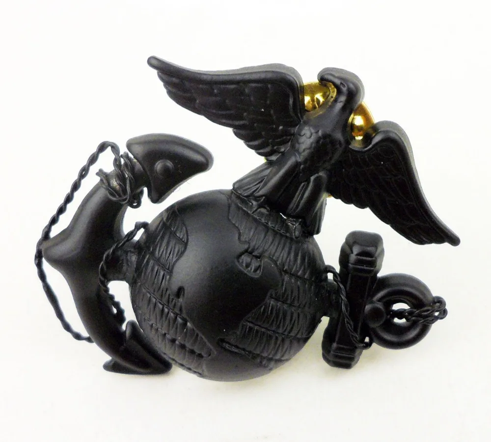 METAL BLACK USMC UNIFORMS INSIGNIA CAP BADGE US MARINE CORPS HAT LAPEL BADGE PIN