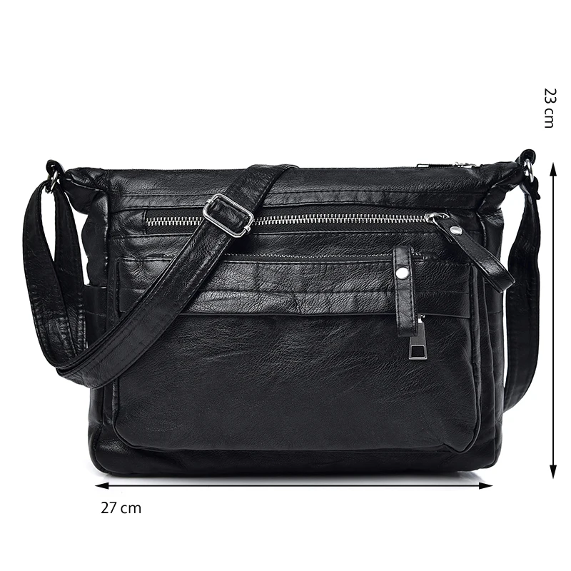 Annmouler модная женская сумка из искусственной кожи, сумки, мягкая моющаяся кожаная сумка на плечо, черная сумка через плечо для дам