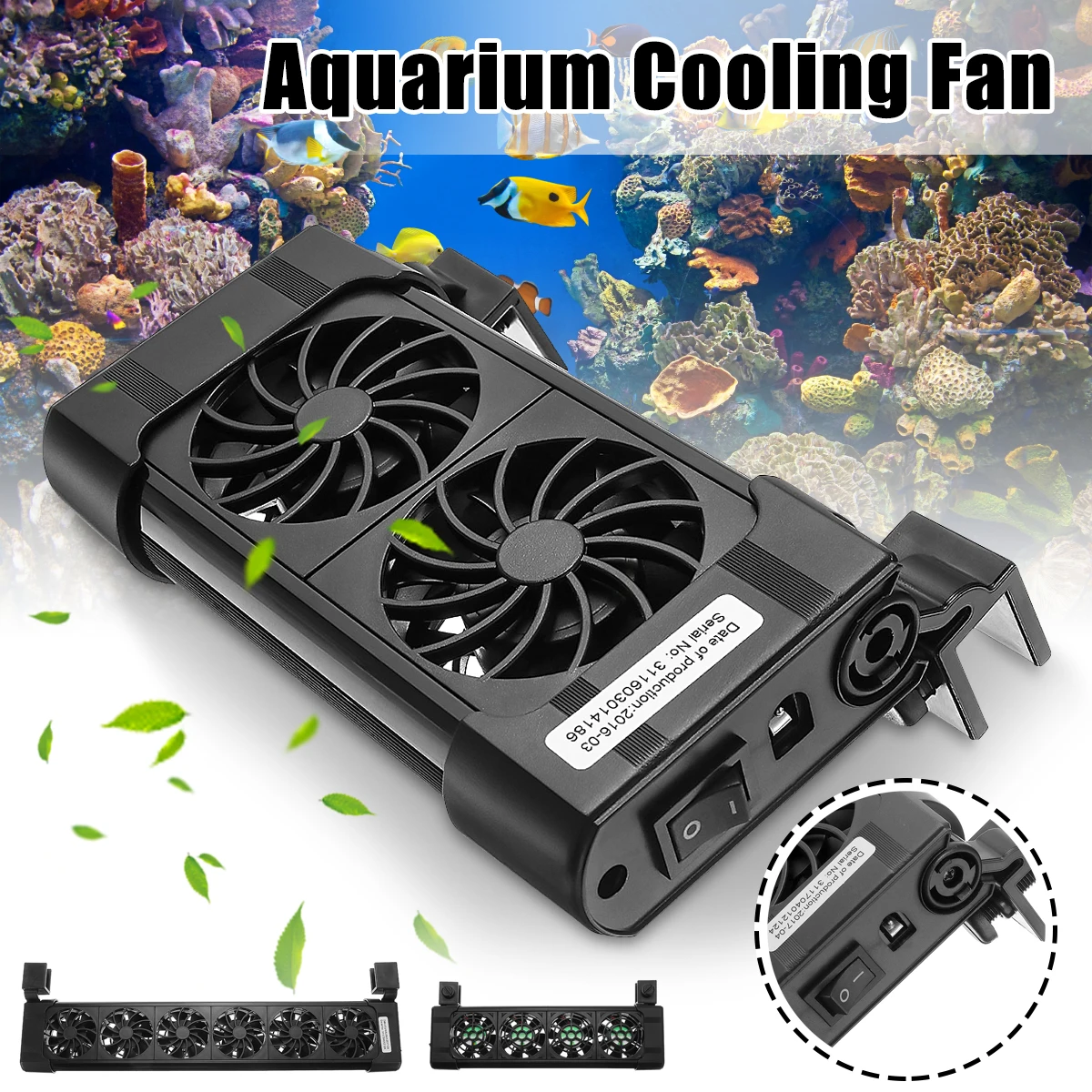 

2/3/4/5/6 Heads Fan Black Aquarium Fish Tank Cooling Fans Cold Wind Chiller Adjustable Water Cooler Temperature Control Products