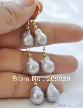 

hj 0086 gray baroque KESHI reborn PEARL DANGLE EARRING