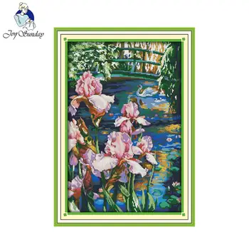 

Joy Sunday scenic style Iris pool home ornament simple modern cross stitch patterns tapestry kits online