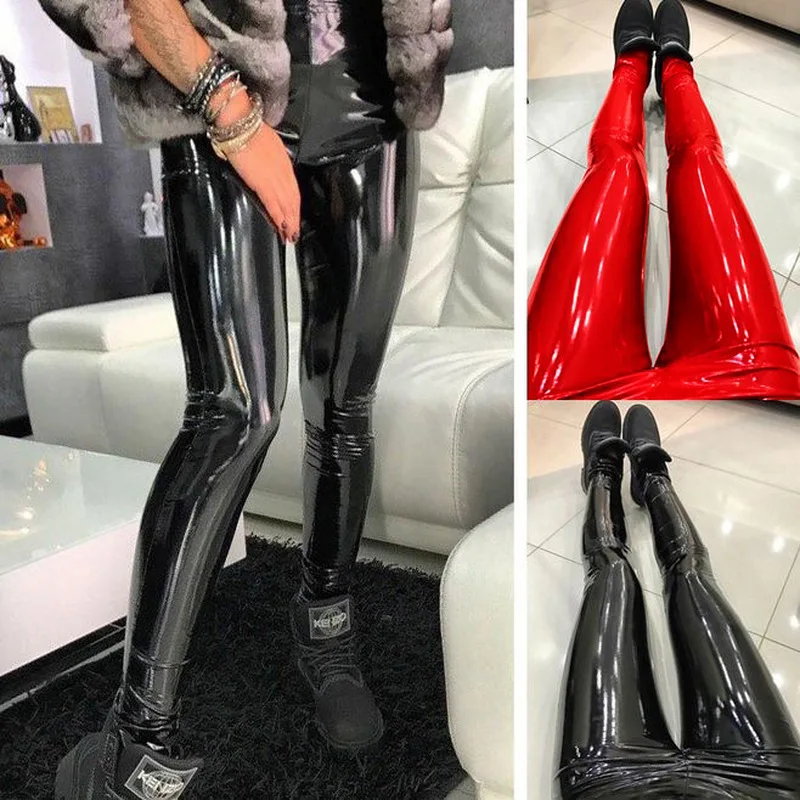 

Pants Women Ladies Pantalon Taille Haute Femme Leather Pants Sexy Slim Skinny Pu Hip Push Up Solid Pencil Pants High