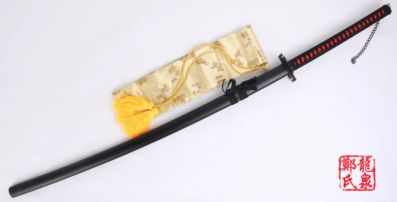 Billig 56 zoll Für Bleach Anime Kurosaki Ichigo Schwert Schwarz Echt Stahl Klinge Zangetsu Dekorative Cosplay Prop Schärfe