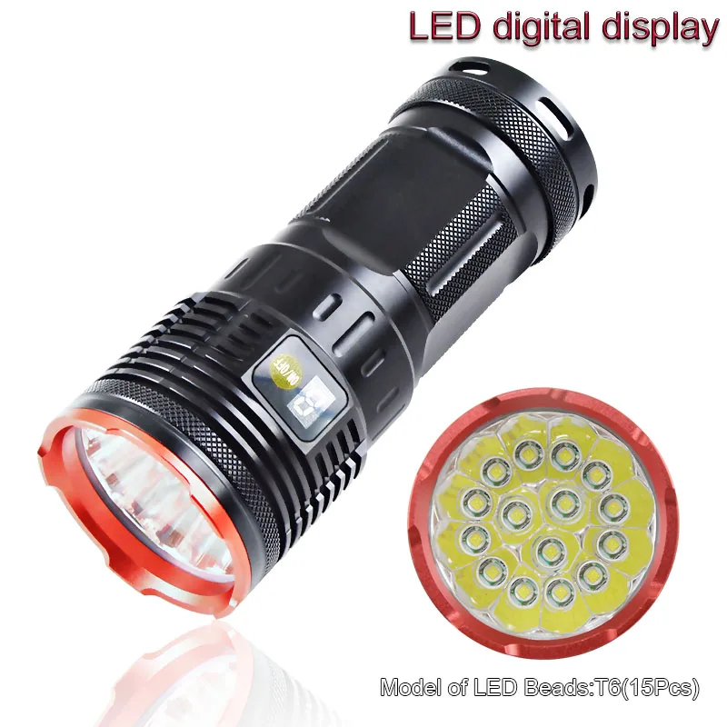 

CWLASER CREE XM-L T6 4 Modes 15*LEDs Powerful 30000LM Portable USB Charging White LED Flashlight (4*18650 Batteries)