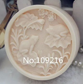 

wholesale!!!1pcs Lotus Pond with Frog (ZX113) Handmade Soap Mold Crafts DIY Silicone Mould