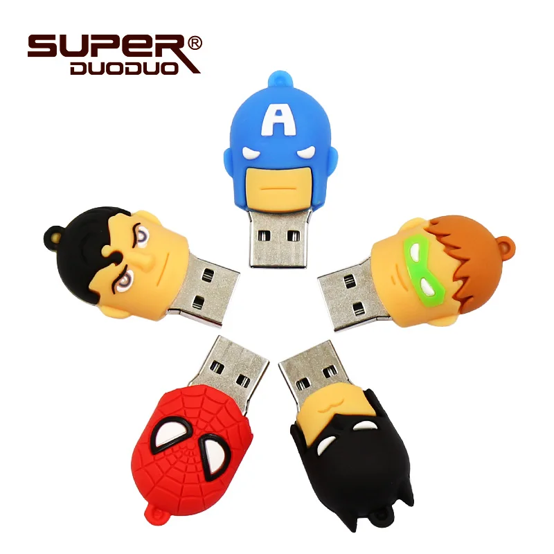 Лучшие продажи супер heros usb флэш-накопитель 32 ГБ Бэтмен/Супермен флеш-накопитель 4 ГБ 8 ГБ 16 ГБ карта памяти 64 Гб Подарочная игрушка флешки