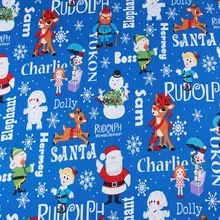 140 см Wdith Санта Клаус и рудолф синий хлопок ткань для детской одежды Рождественский день Decoration-BK170
