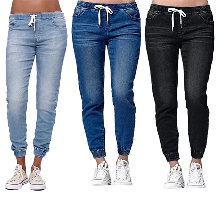 S-5XL размера плюс повседневные джинсы женские модные шаровары с низкой талией на шнурке длиной до щиколотки свободные женские брюки джинсовые брюки