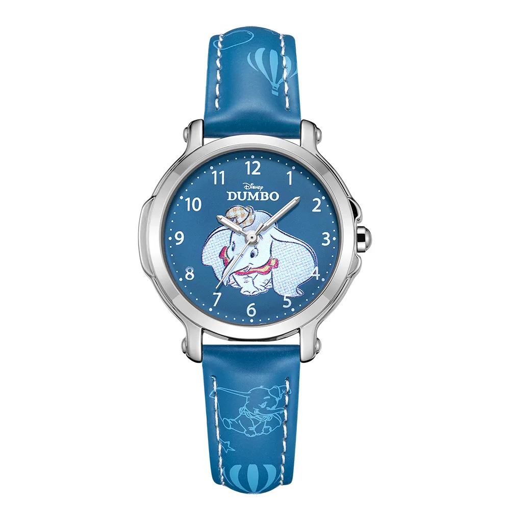 DUMBO Детские Кварцевые часы для девочек, PU ремешок, водонепроницаемые Модные Повседневные детские часы с рисунком Диснея, подарок для учеников - Цвет: Синий